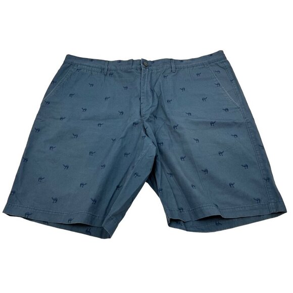 Merona Men’s Camel Print Khaki Shorts Blue Size 42 Waist Belt Loops - Picture 1 of 9